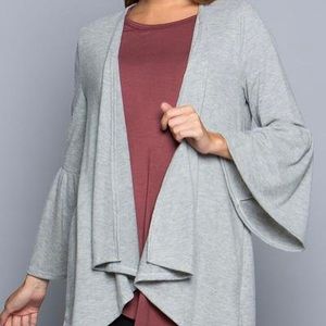 French grey bell sleeves cardigan